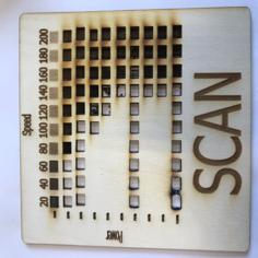 RDWorks Lasercutter Test Of Settings – Scan Power 10-100