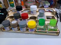 Laser Cut Tamiya Paints Organizer W/ Slots For Model Cement