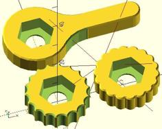 Simple Customize Knob / Hex Spanner / Handle Wrench Head 3D Printer Model