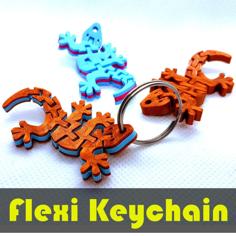 Flexi Articulated Gecko Keychain Dual Color 3D Printer Model