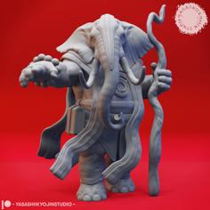 Loxodon Druid – Tabletop Miniature 3D Printer Model