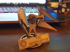 Laser Cut TIE Interceptor With Stand Free Vector