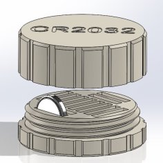 CR2032 Screw-Together Battery Holder 3D Printer Model