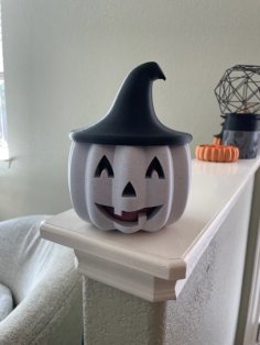 Halloween Jack O Lantern Candle Holder With Hat For 3 Wick Candle 3D Printer Model