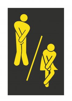 Cute Man Woman Washroom Toilet WC Sticker Free Vector