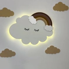 Laser Cut Rainbow And Cloud Wall Lamp Nursery Decor
