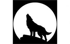 Archivo dxf de lobo con luna