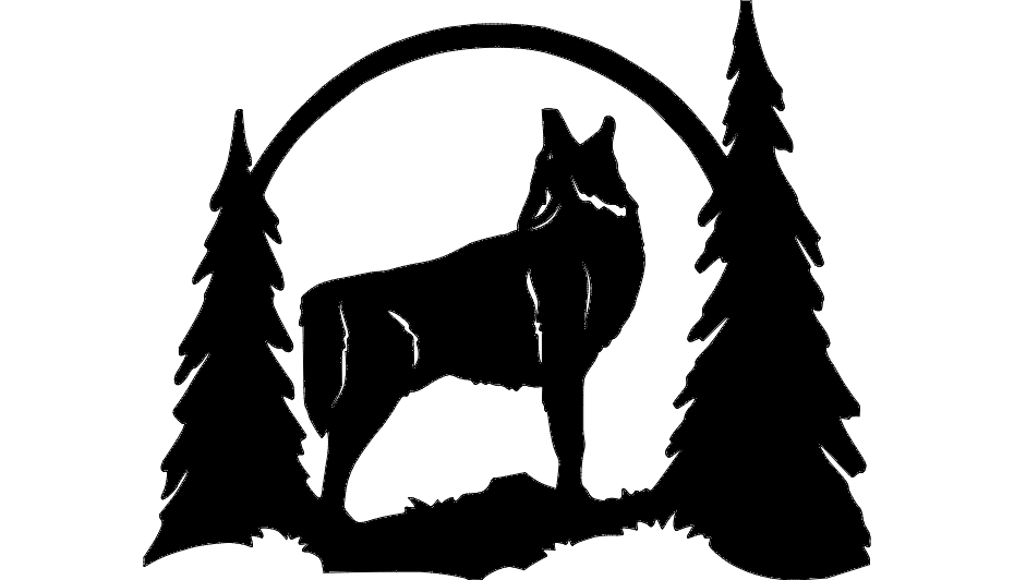 Howling wolf silhouette dxf File