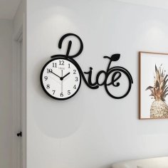 Laser Cut Creative Bicycle Wall Clock, Bicycle Ride Stylish Modern Wall Clock