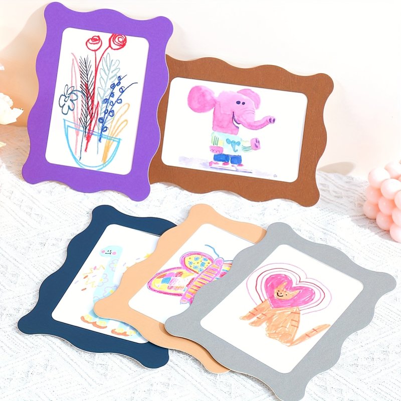 Laser Cut Colorful Paper Photo Frames Wavy Cardboard Painting Photo Frames Craft Kit For Kids