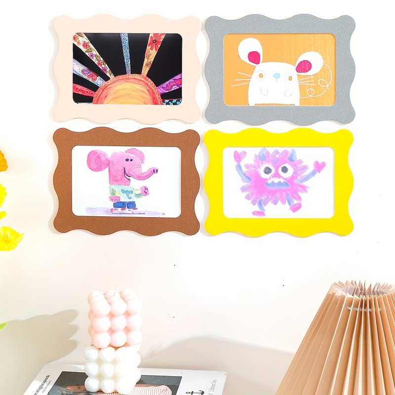 Laser Cut Colorful Paper Photo Frames Wavy Cardboard Painting Photo Frames Craft Kit For Kids