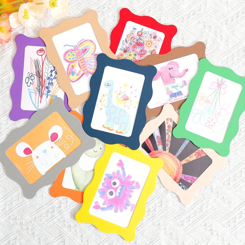Laser Cut Colorful Paper Photo Frames Wavy Cardboard Painting Photo Frames Craft Kit For Kids
