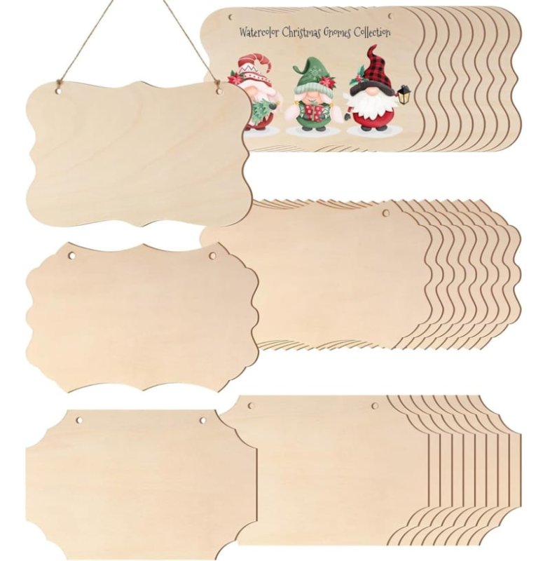 Laser Cut Unfinished Wood Sign Blank for Crafts Wooden Plaque Hanging Rectangle Signs