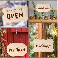 Laser Cut Unfinished Wood Sign Blank for Crafts Wooden Plaque Hanging Rectangle Signs