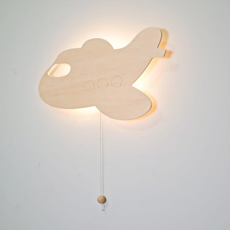 Laser Cut Wood Nursery Wall Decor Light Kids Room Wall Lamp