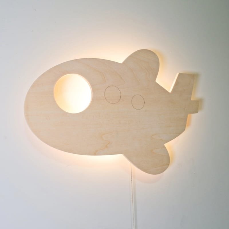 Laser Cut Wood Nursery Wall Decor Light Kids Room Wall Lamp