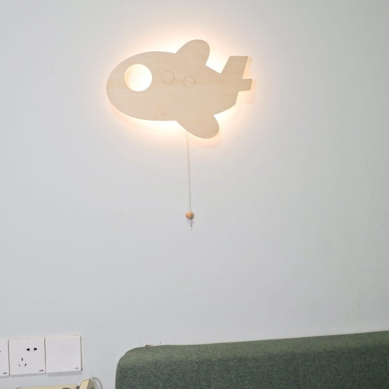 Laser Cut Wood Nursery Wall Decor Light Kids Room Wall Lamp