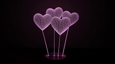 Heart 3D illusion Lamp Free Vector