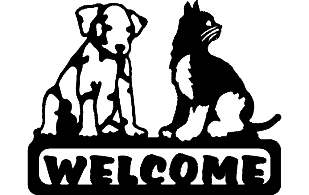 Arquivo dxf de sinal de boas-vindas para cães e gatos
