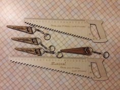 Porte-clés règle en bois en forme de scie