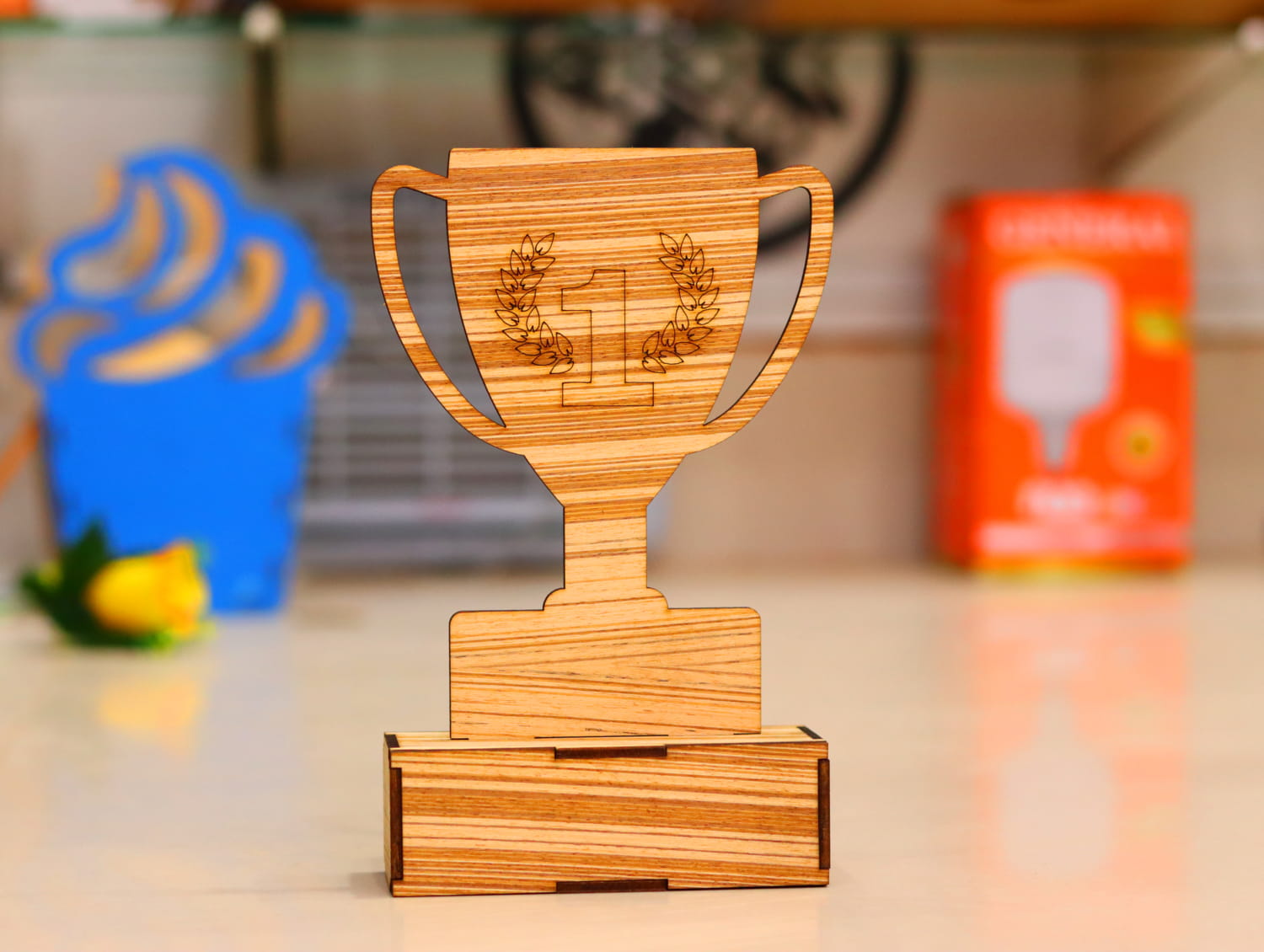 Laser Cut Wooden Trophy 3mm Free Vector