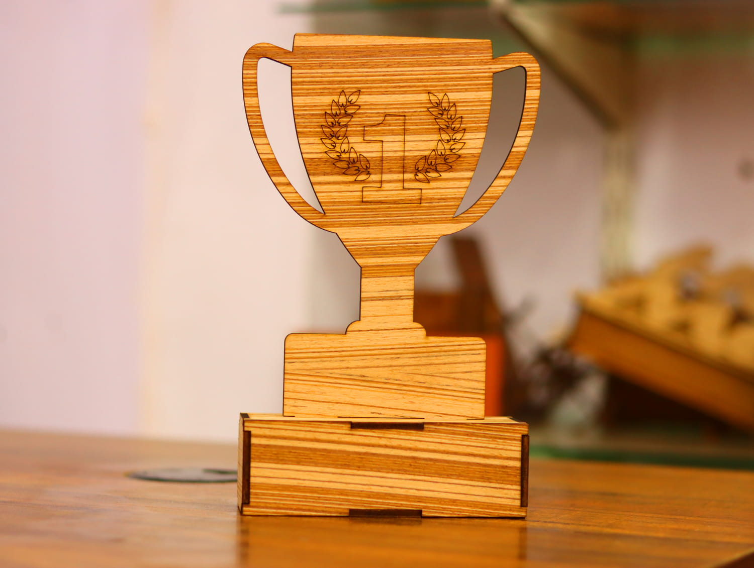 Laser Cut Wooden Trophy 3mm Free Vector