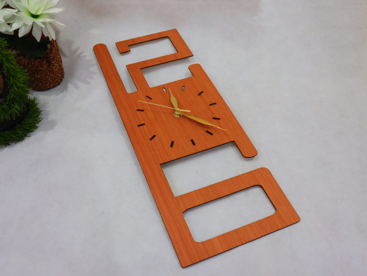 Laser Cut Modern Wood Wall Clock Free Vector