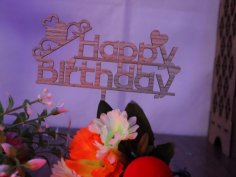 Laser Cut Girl Birthday Cake Topper Free Vector