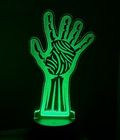 Laser Cut Zombie Hand Halloween Night Light Acrylic Lamp SVG File