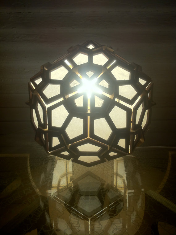 Laser Cut Rhombic Triacontahedron Lamp DXF File