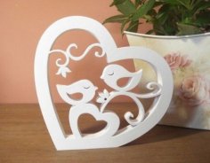 Laser Cut Love Birds With Heart Free Vector