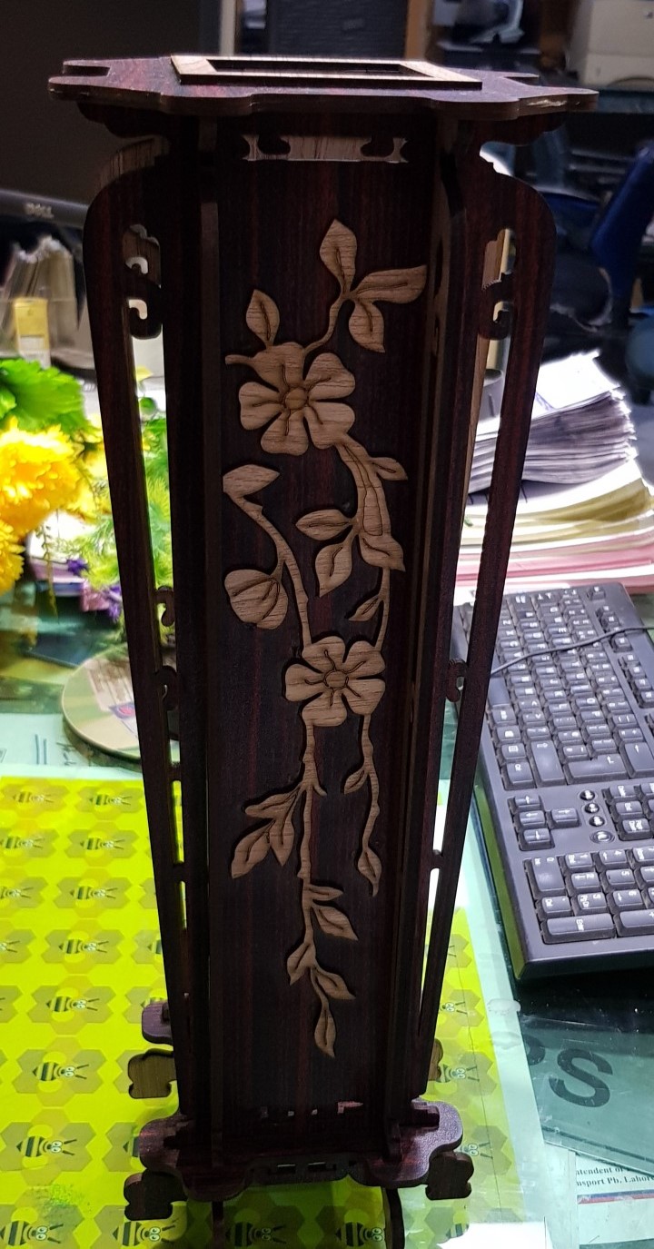 Laser Cut Unique Wood Vase Free Vector