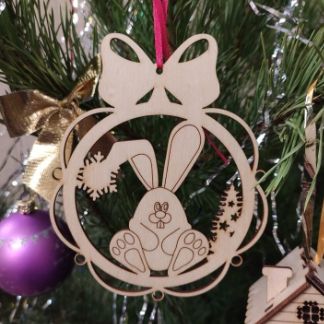 Laser Cut Bunny Wood Holiday Ornament Christmas Decor Free Vector