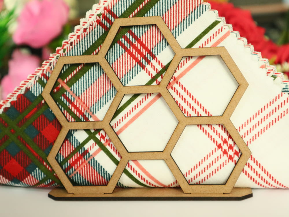 Laser Cut Honeycomb Pattern Vertical Napkin Holder Free Vector