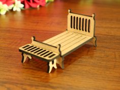 Laser Cut Miniature Dollhouse Bed Free Vector