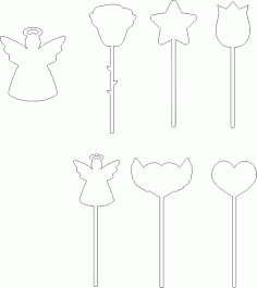 ديكور ملاك خشبي مقطوع بالليزر مع عصا