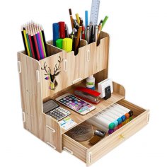 Laser Cut Desktop Organizer Multifunctional Pen Holder Desktop Stationary Storage Rack For Home Office Free Vector