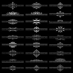 Ensemble vectoriel de 27 coiffes ornées isolées sur fond noir