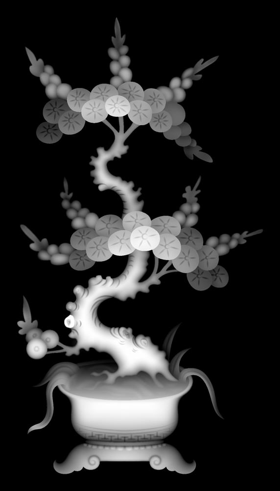 Vaso con fiori Immagine in scala di grigi