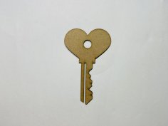 Laser Cut Heart Key Shape Wood Craft Cutout Free Vector