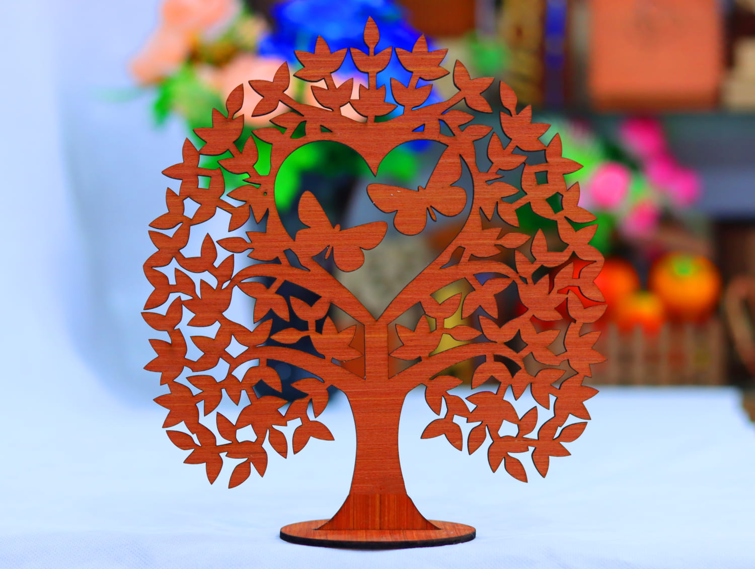 Laser Cut Wooden Heart Tree 4mm Free Vector