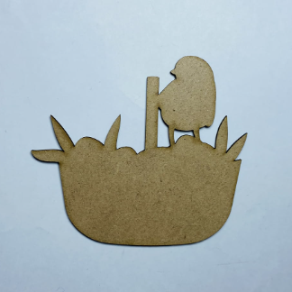 Laser Cut Easter Basket With Baby Chick Shape Wood Cutout Free Vector
