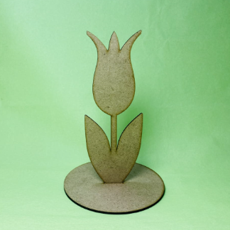 Laser Cut Wooden Tulip On Stand 3mm Free Vector