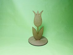 Laser Cut Wooden Tulip On Stand 3mm Free Vector