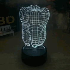Laser Cut Tooth Shape 3D Illusion Led Lamp Nightlight Free Vector