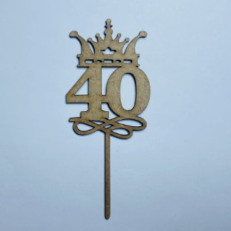 Laser Cut 40th Cake Topper Free Vector