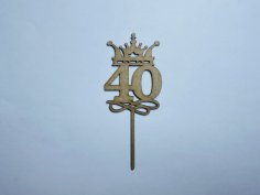 Laser Cut 40th Cake Topper Free Vector