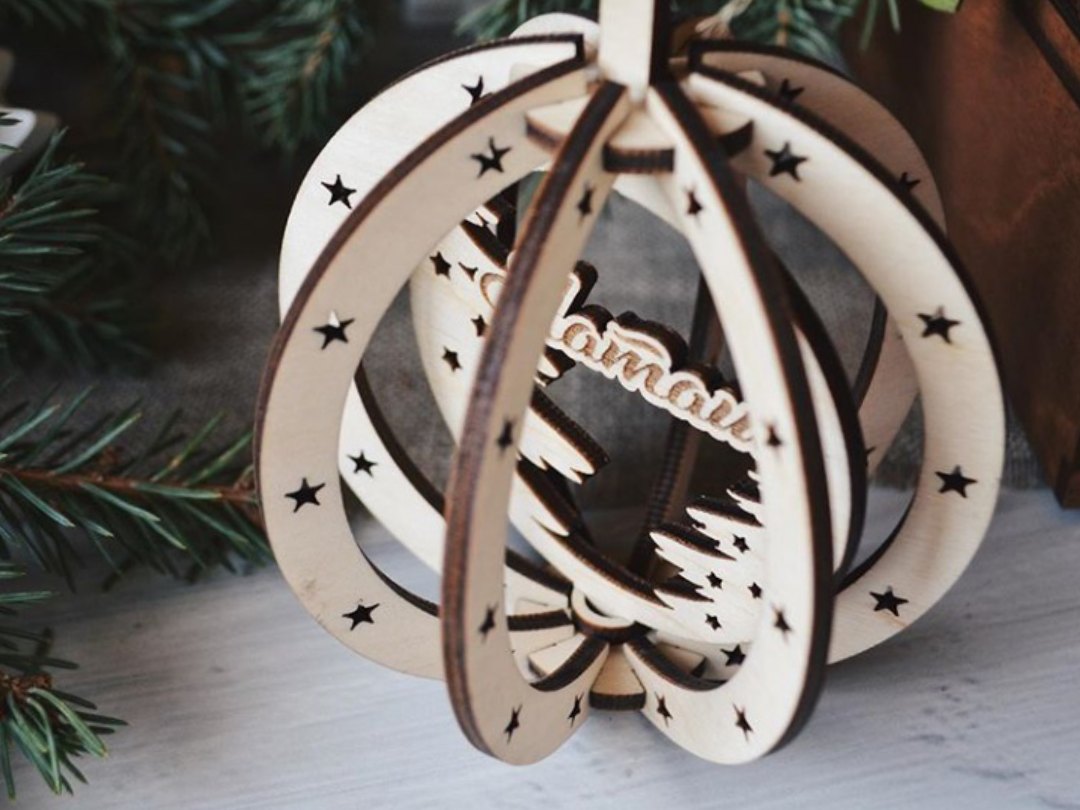 الليزر قطع البتولا قلادة شجرة عيد الميلاد شنقا الزينة الخشبية
