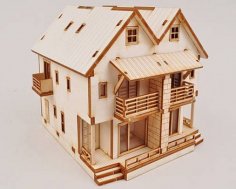 Modelo Completo de Casa Rural com Corte a Laser