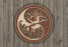 Laser Cut Wall Clock Tree Free Vector